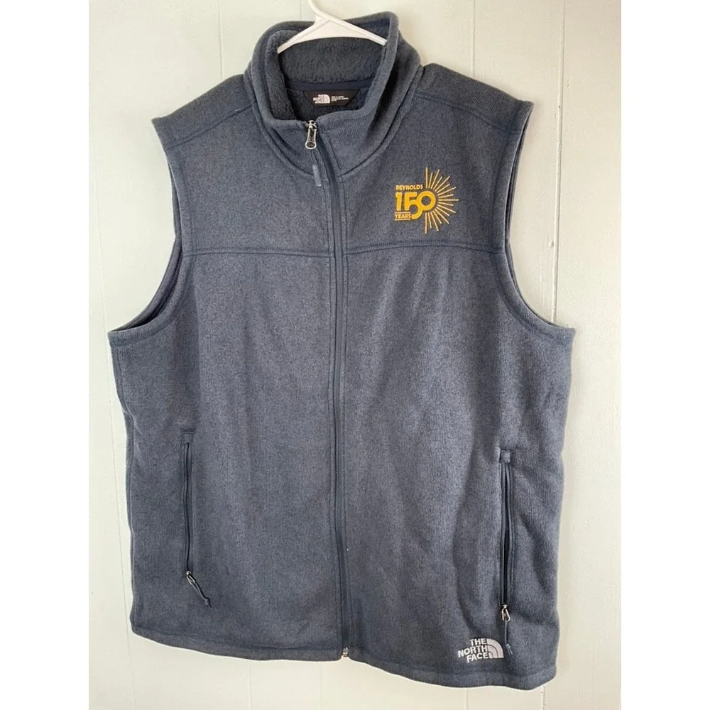 The North Face Mens Gordon Lyons Fleece Vest XL Grey Reynolds 150 Years Logo